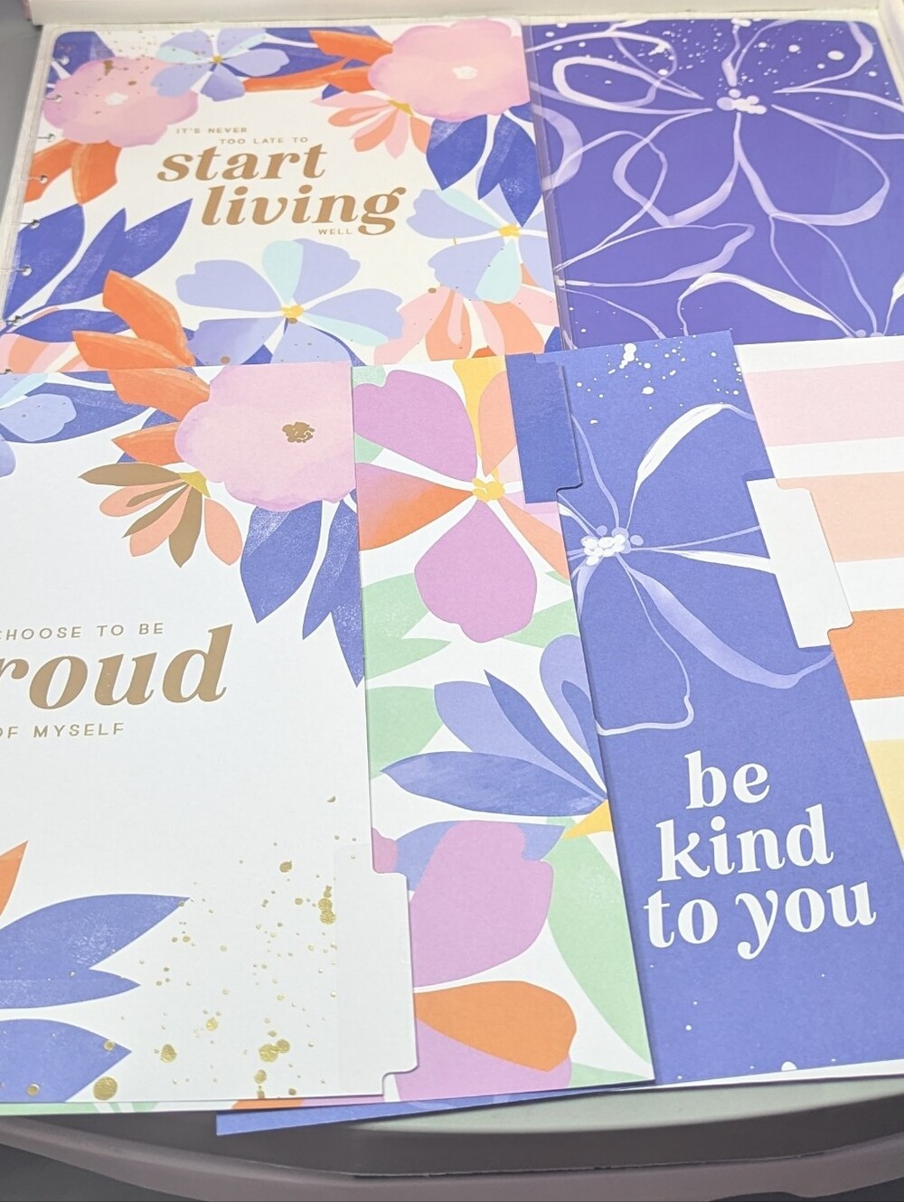 Happy Planner Classic Cover With Dividers Pastel Florals Blue Self-Care Set